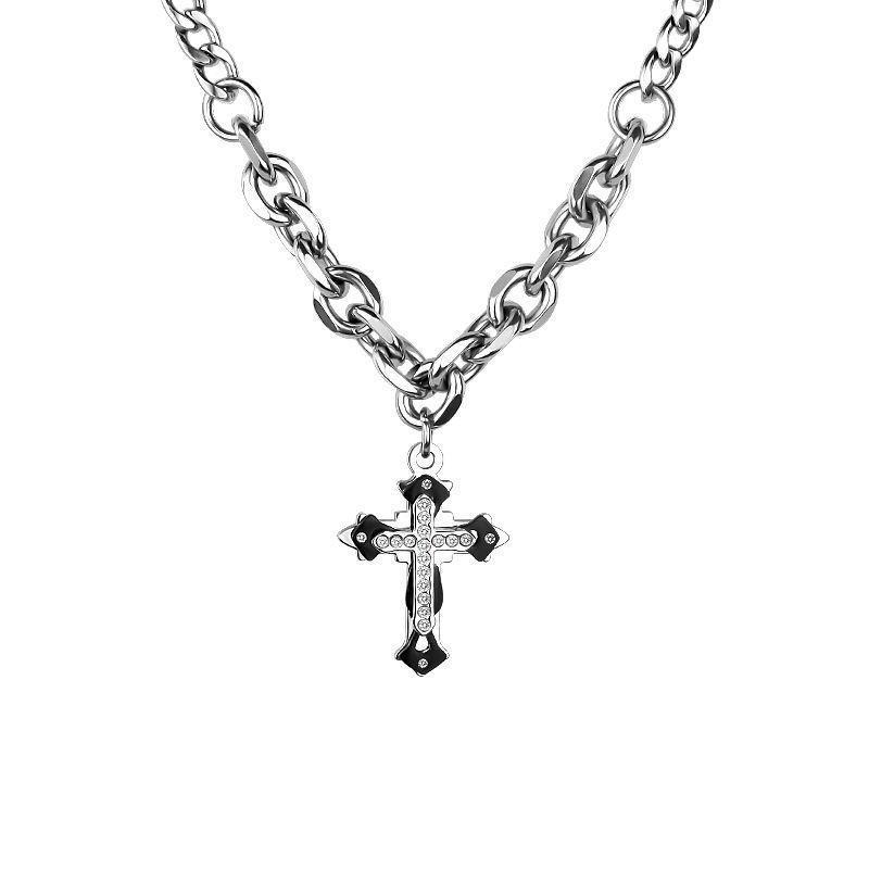 Men's Trendy Hip Hop Cross Necklace - High-End Versatile Pendant with Niche Design