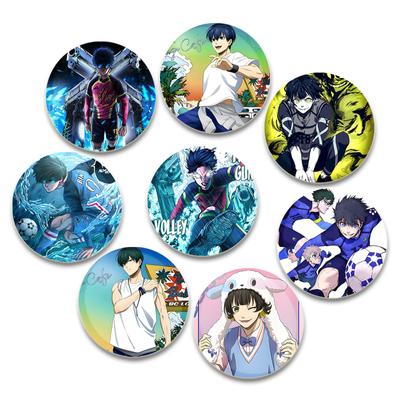 Broche ronde bleue de 32/44/58 mm, personnage de dessin animé Isagi Yoichi, badge personnalisé à clipser, accessoires de cosplay, bijoux, cadeaux