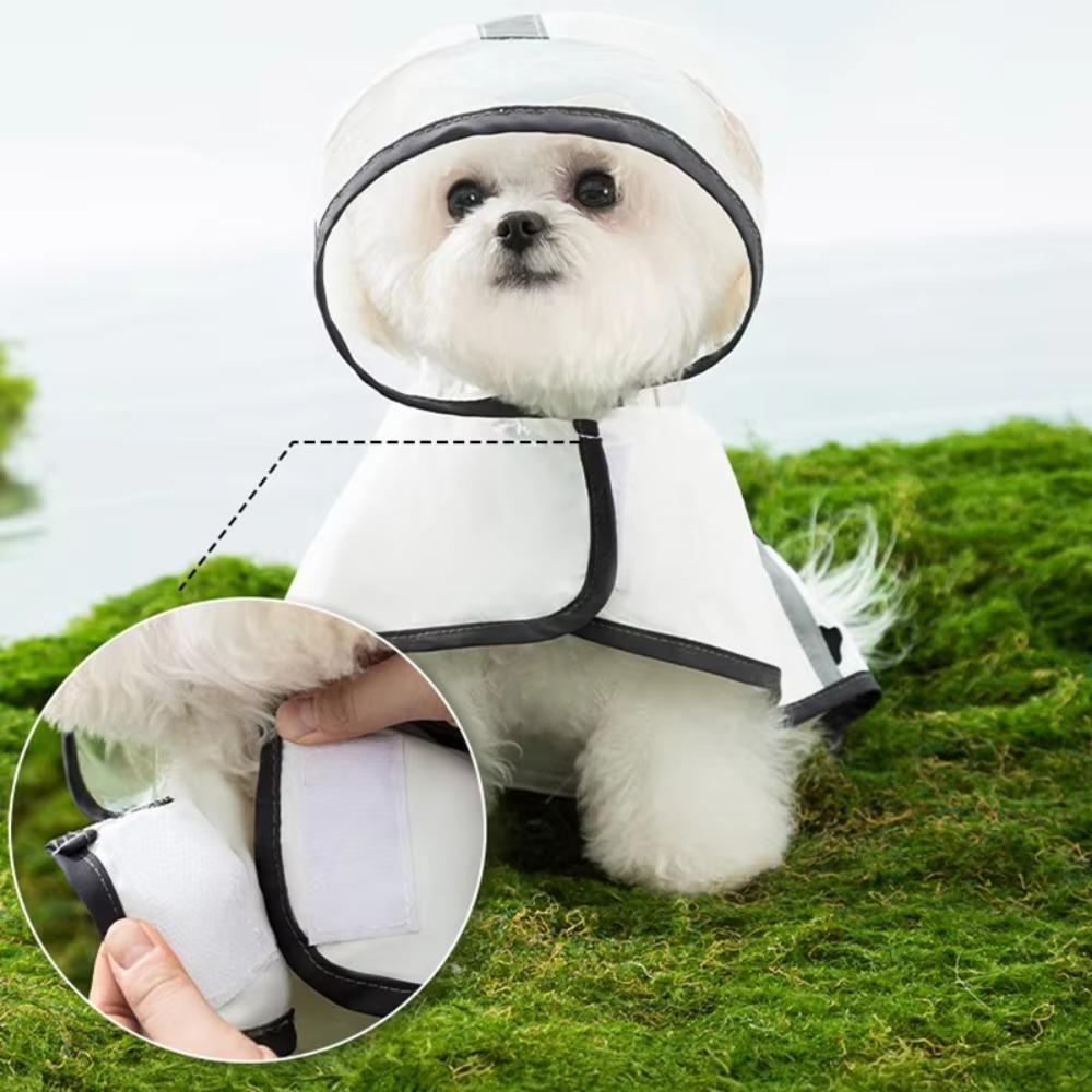 Pet Raincoat Cartoon Dog Rainwear Waterproof Polyester Dog Hooded Raincoat with Reflective Strip Puppy Clothes Summer