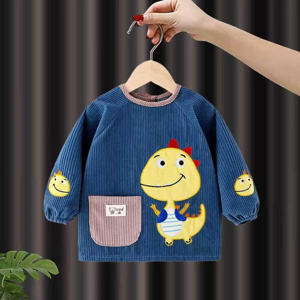 Waterproof Corduroy Baby Coveralls: Stain-Proof Unisex Autumn/Winter Eating Apron & Bib