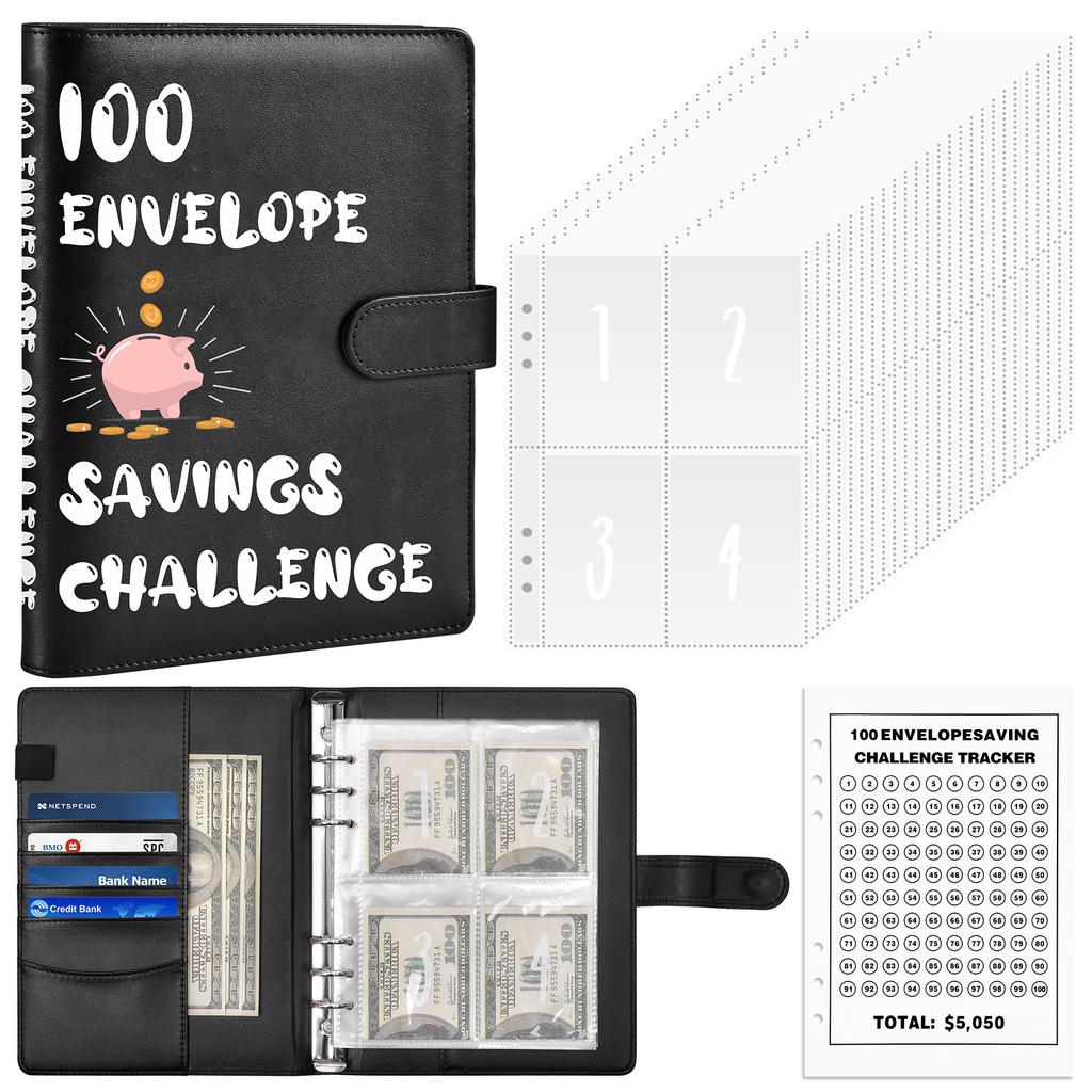 A5 Budget Binder 100 Envelope Savings Challenge Binder Sets Students Notebooks Suppliers Journal Books