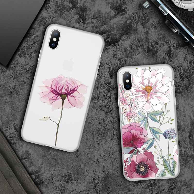 Bellissima Custodia a Fiori Per iPhone 13 12 11 Pro Max XS Max XR X 7 8 6 Plus 5 5S SE 2020 12 Mini Opaca Morbida TPU Trasparente