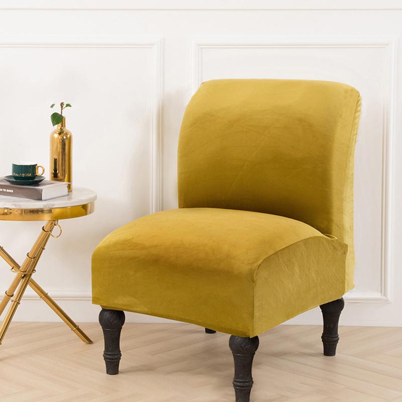 1Pc Solid Color Fashion Armless Accent Chair Cover DIY Polyester Fiber Stretch Slipcovers Protector Velvet Single Sofa covers