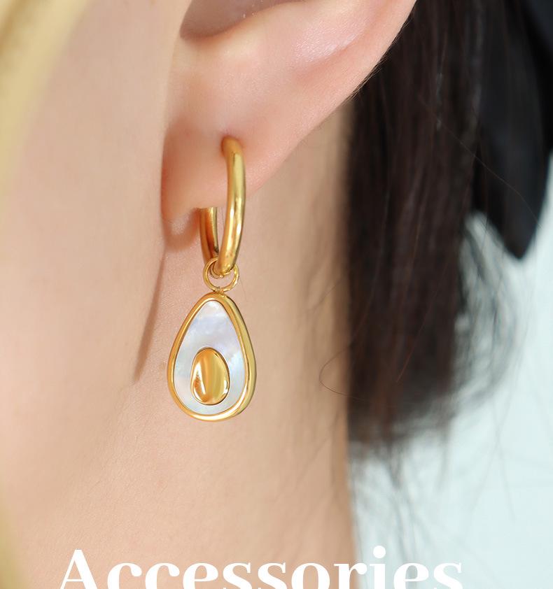 Korean Trendy Avocado Shell Earrings: Geometric, Colorful, Elegant Ear Studs