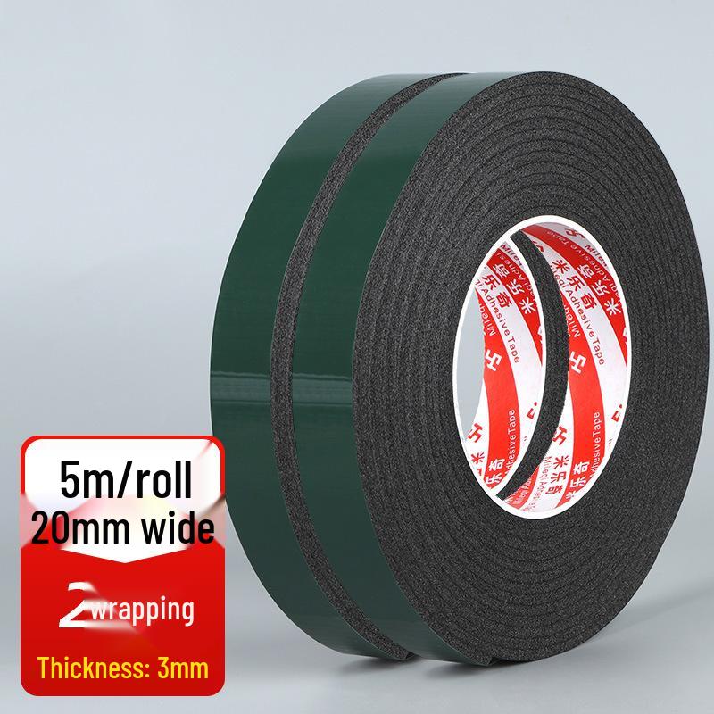 Green Film Double-Sided Tape: High-Temp Resistant, Strong Adhesive, Black Foam for Electrical & Hardware Repair.