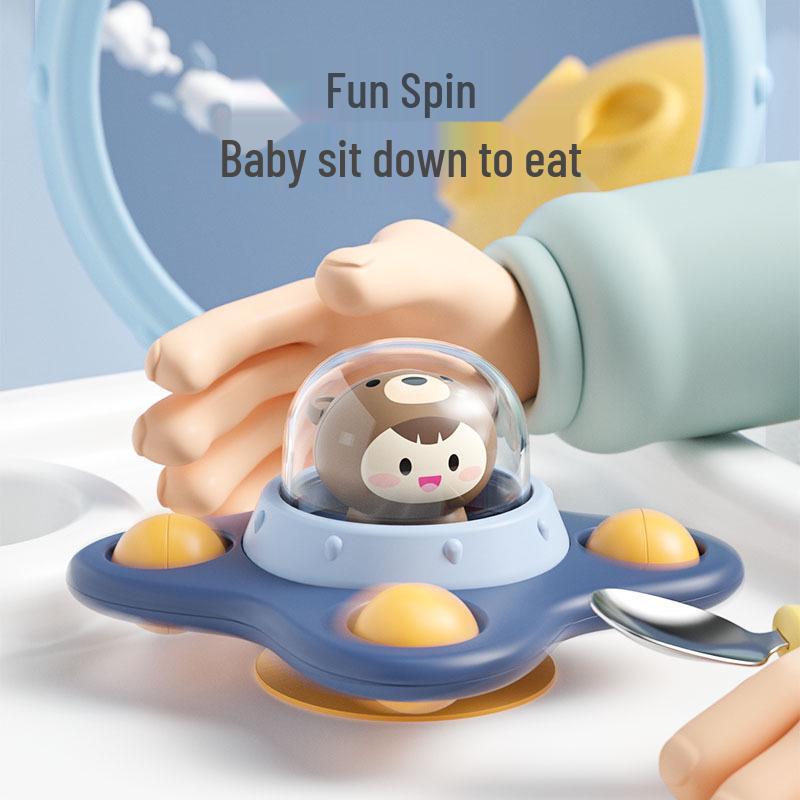 Rocket Spin Top Baby Soothing Toy with 3D Cartoon Design for Dining and Bath