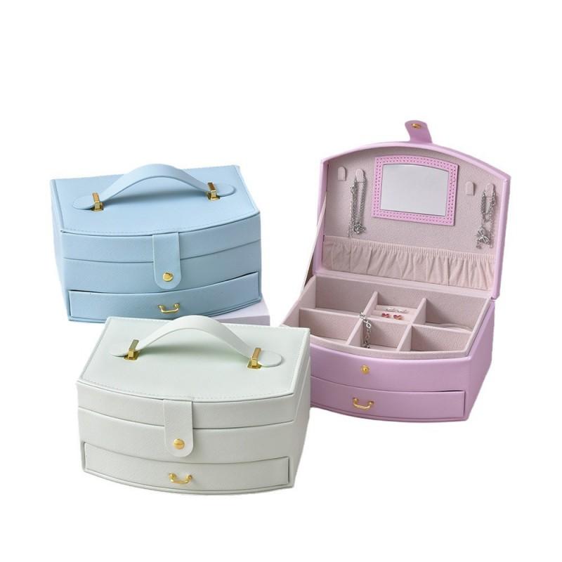 Large Capacity Minimalist Jewelry Organizer Box With Multi-Layer Storage Necklaces Earrings Rings