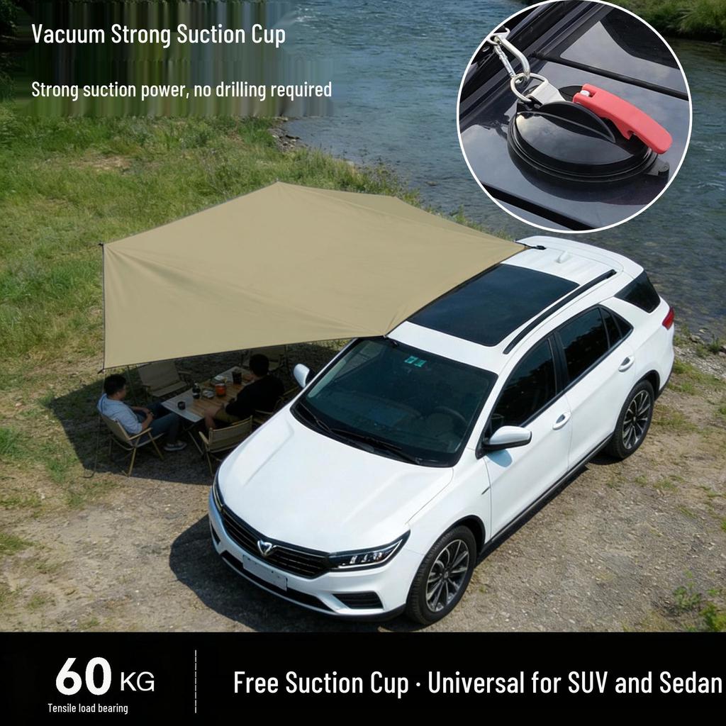SUV Sunshade Awning: Suction Cup Tent for Self-Driving Tours & Camping