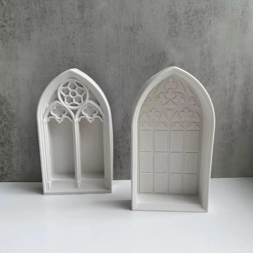 1 Pcs Jewelry Display Holder Tray DIY Dish Mold Church Window Crystal Epoxy Resin Mold Cabinet Storage Box Silicone Mould