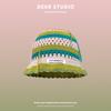 Korean Retro Stripe Handmade Crochet Bucket Hats Autumn and Winter Y2k  Fisherman's Cap Women Tassel Colored Wool Hats