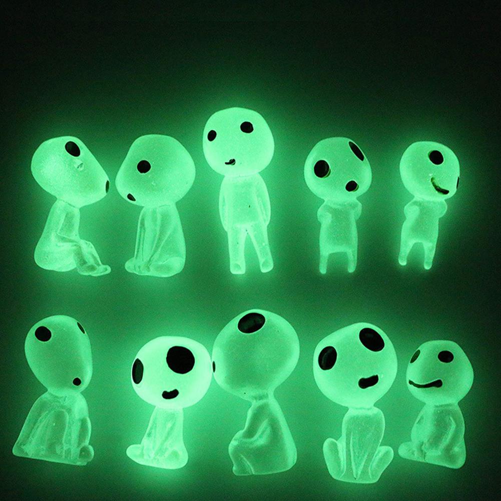 10 Halloween Luminous Alien Ornament Glow In Dark Resin Crafts For Micro Landscape Garden Decoration