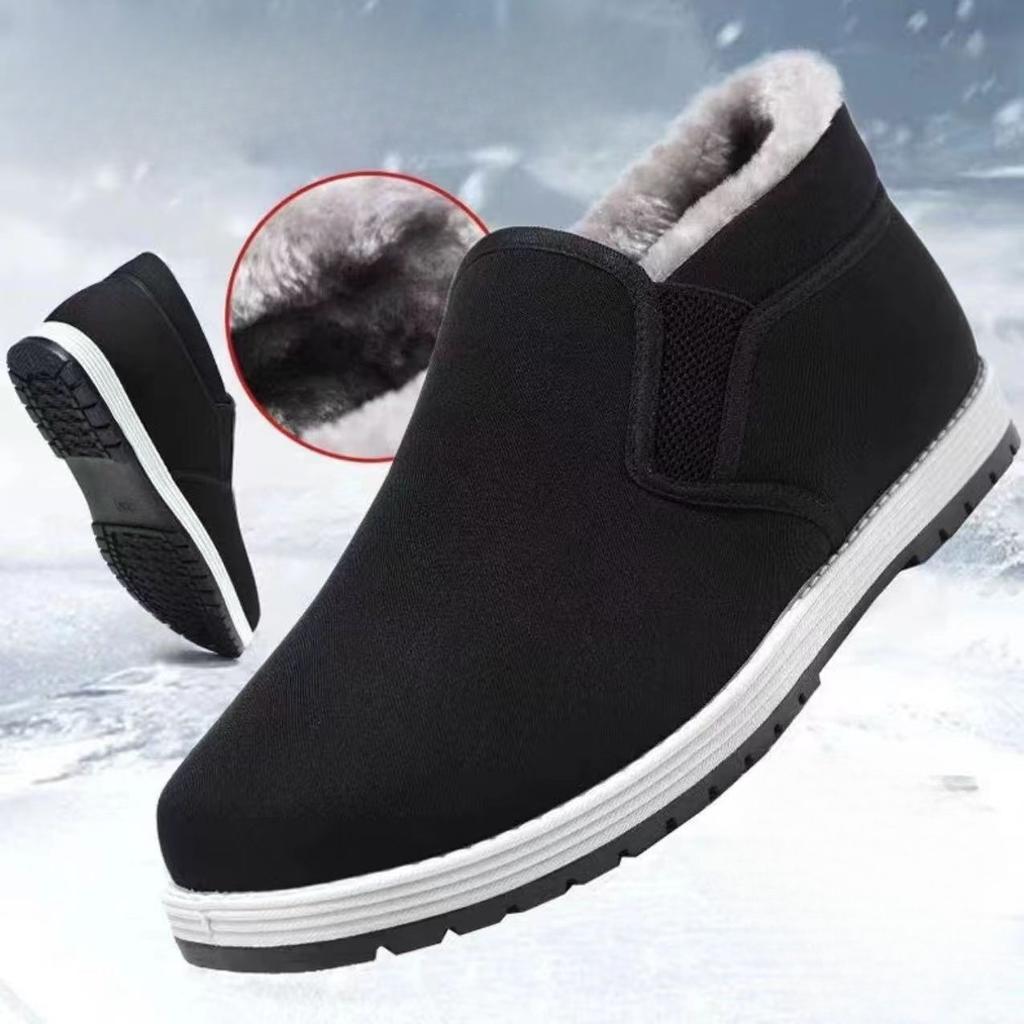 Męskie bawełniane buty z polarem, jednonożne buty z materiału, buty z miękką podeszwą antypoślizgową