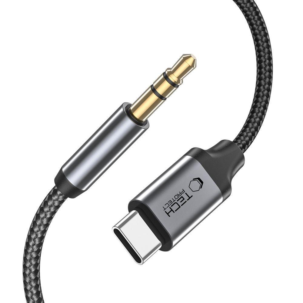 Kabel Przewód Audio USB-C - Mini Jack 3.5mm 1 M - Czarny