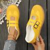 Women's Double-Buckle Thick-Soled Versatile Casual Low-Top Sports Shoes, Solid Color Footwear, Available In Large Sizes.