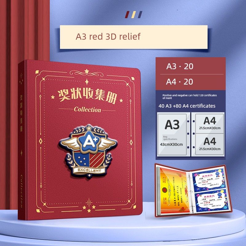 Honor for Boys and Girls A3 Album Storage Fantastic Primary School Student Folder Kids Album Collection Bag Storage Box Brochure Wall Mounted Display