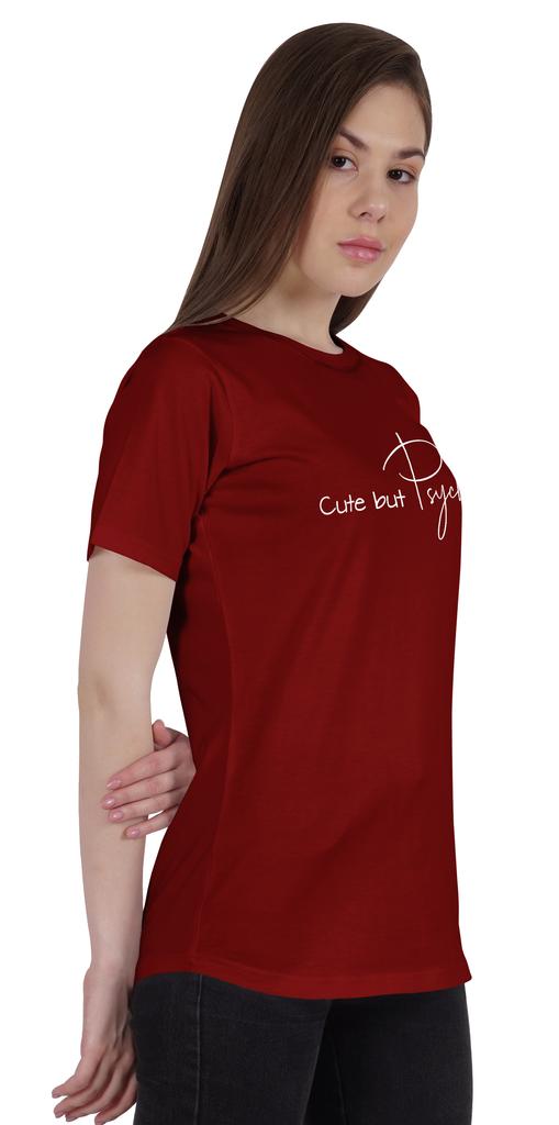 Inkmeso Women Quote Top   Cute But Psycho   Graphic Print Tee T-Shirt
