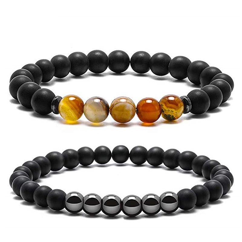 

JYL TS Bracelet Matte Striped Set Vibe Enhances Balance & Grounding striped agate usafa синій колір