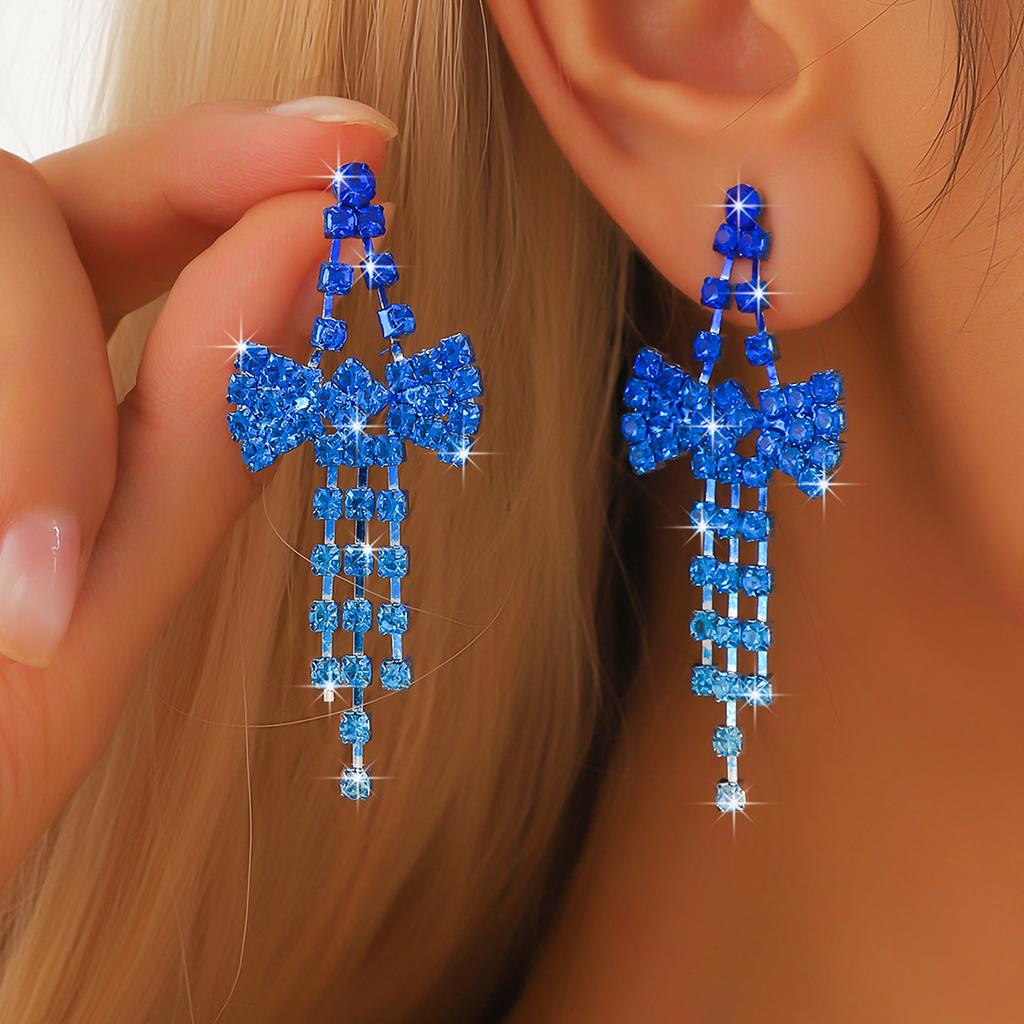 2PC Women's Fashion, Elegant, Colorful Bow, Tassel Earrings, Daily Wear, Travel, Banquet, Party, Festival Gifts