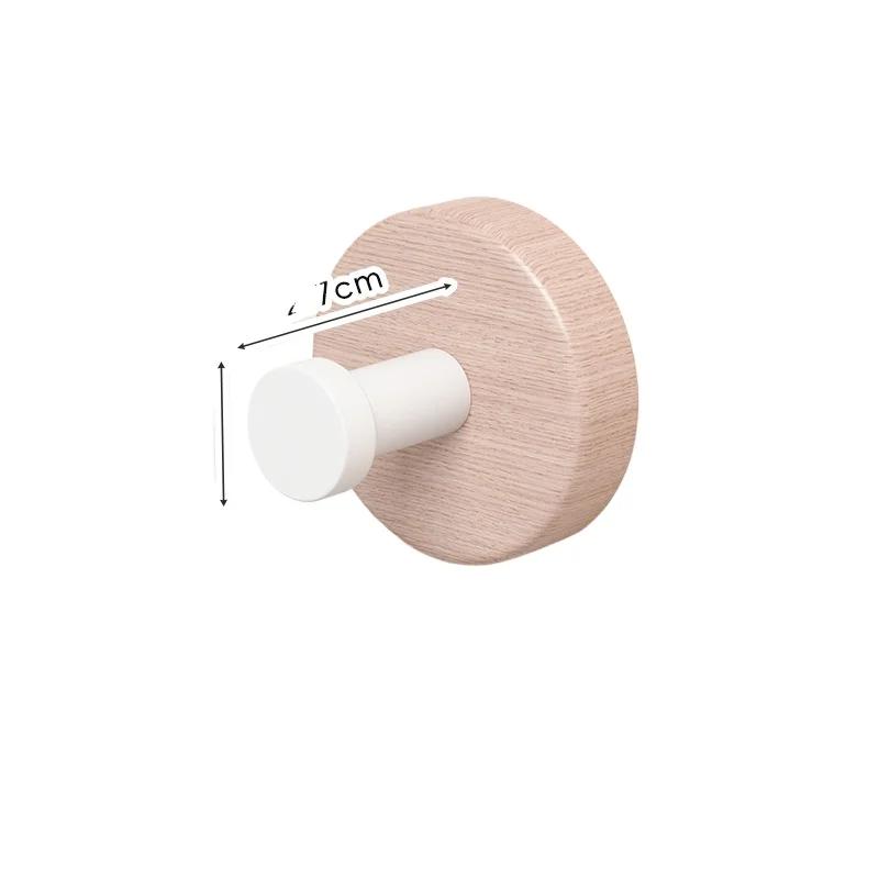 Self-adhesive New Simple Solid Wood Hook Walnut Hanging Hanger Bathroom Wall Hook Bedroom Coat Storage Rack Home Towel Key Decor