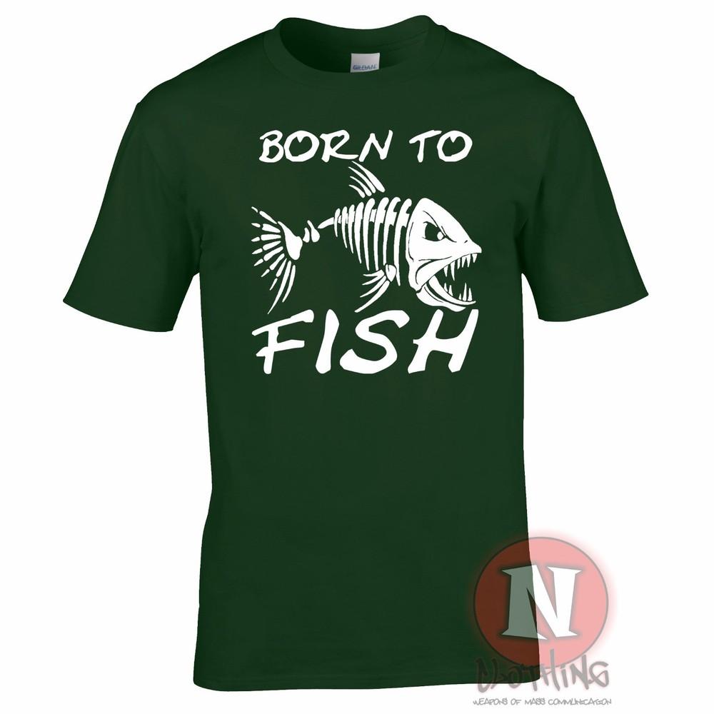 Born To Fish TShirt Angling Carp Fly Sea Fishing Rod For Birthdays Fathers Day