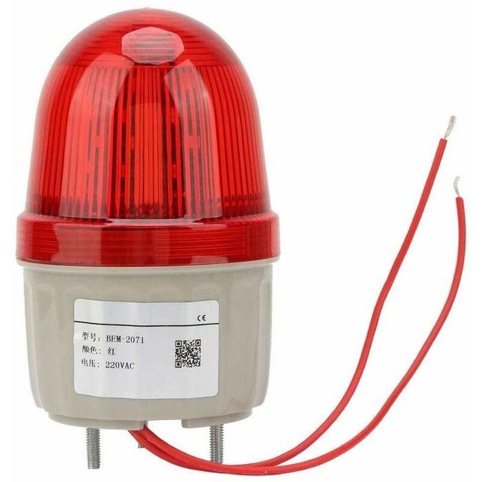 Voyant d'avertissement stroboscopique - AIMOONSA - 220V/3W - Rouge - Diamètre 75 mm - Fixation par boulon