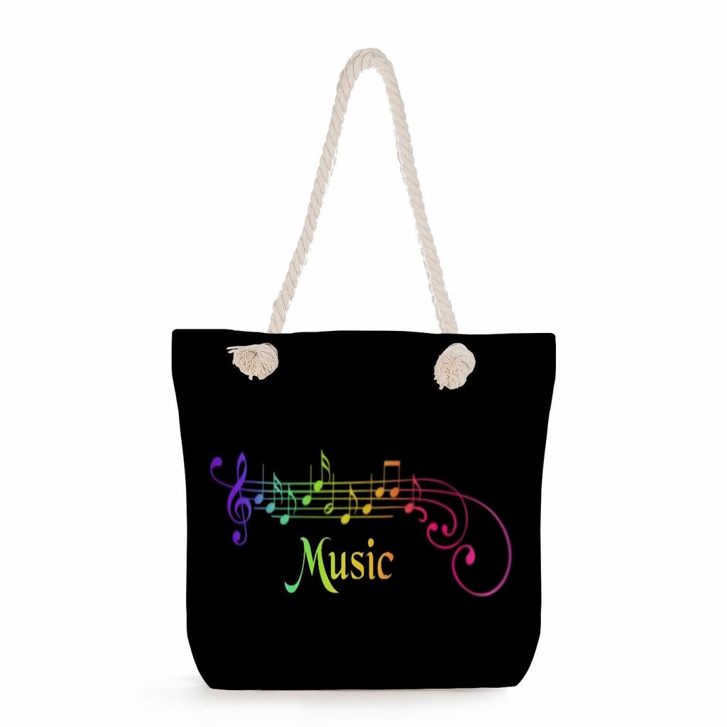 Multifunctional note Printed Thick Rope Shoulder Beach Bag Casual large capacity handbag 7611