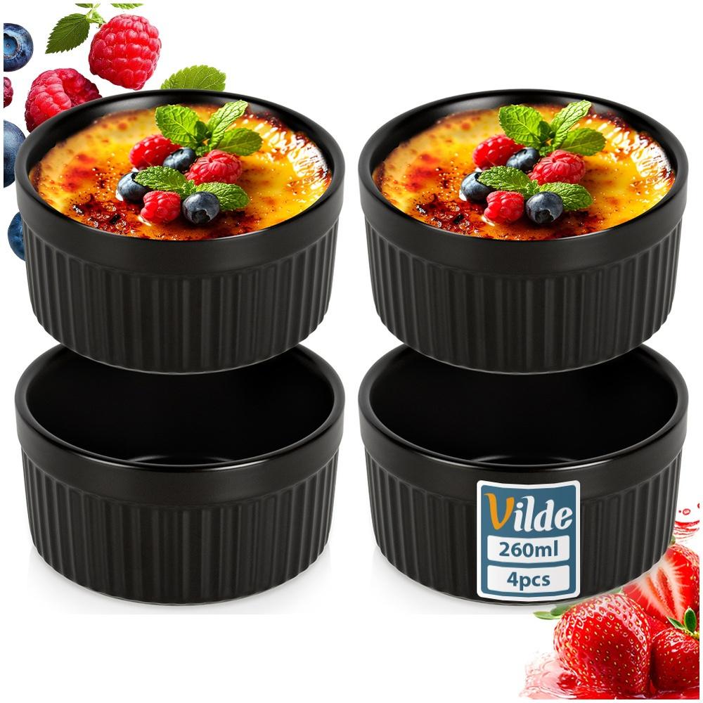 Black Porcelain Baking Bowls 260 Ml 4 Pcs.