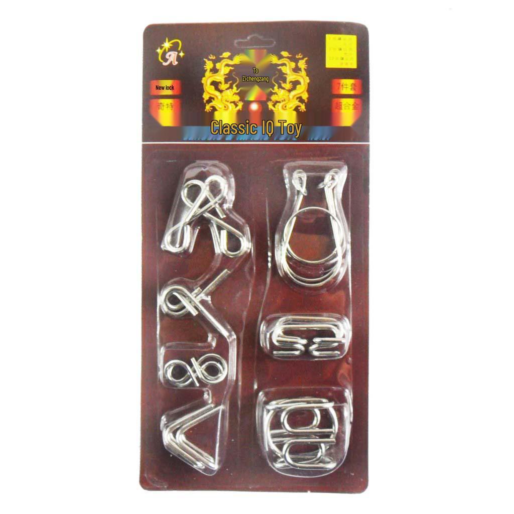 Nine-Ring Metal Puzzle - Eight-Piece Disentanglement Brain Teaser Set