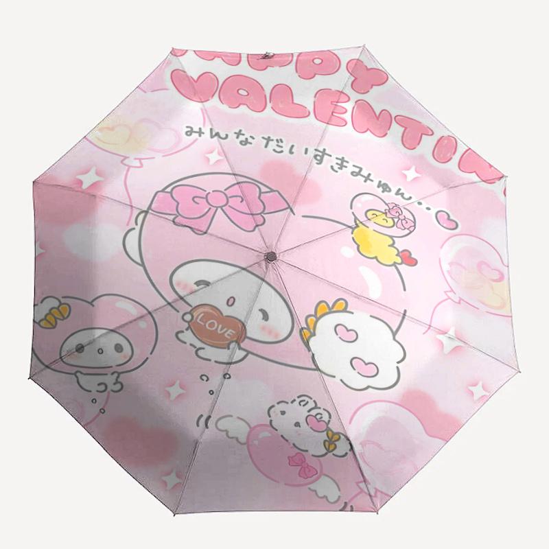 1pc Happy Valentine's Day My Melody Automatic Folding Umbrella - Cute for Fans, Travelers, Everyday Use, and Gifts!Q004