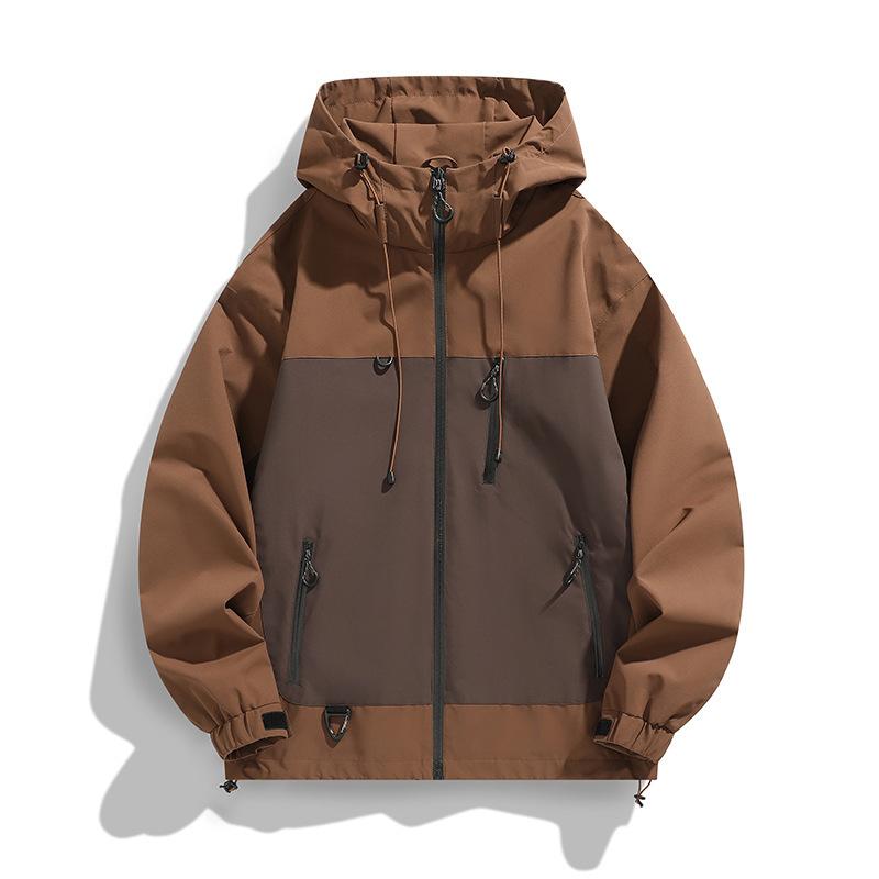 Spring American Contrasting Hooded Jacket for Men and Women Couples Trendy Versatile Jacket Windproof Waterproof Jacket for Men