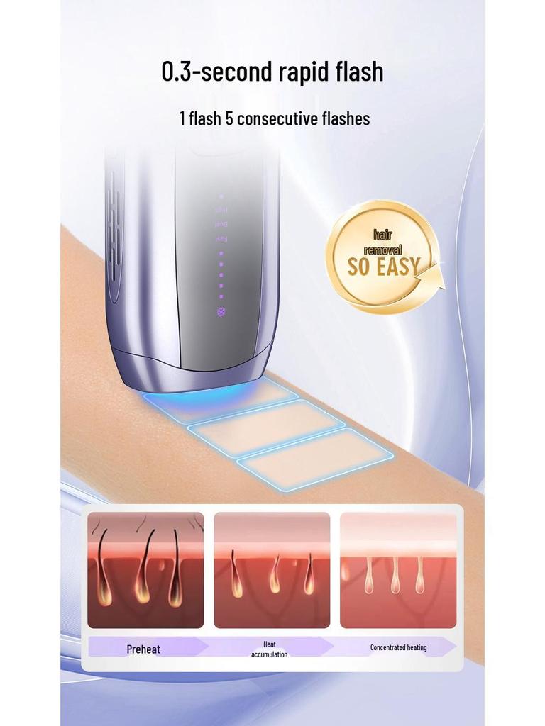 Sapphire Painless Laser Hair Removal Device with Cold Compress and Dual Lamp for Full Body Shaving.