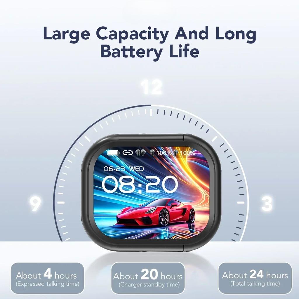 Bluetooth V6.0 Earphones AI Translator Earbuds OWS LCD Touch Screen Sport Wireless Headphones HD Stereo Sound Longlife