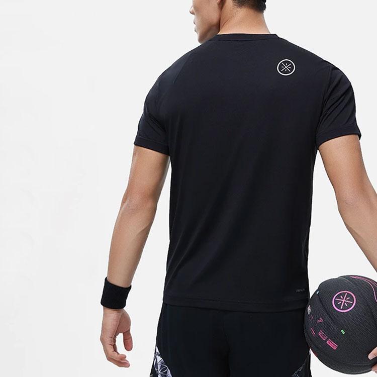 Li-Ning Wade Series Solid Color Moisture Wicking Quick Dry Short Sleeve T-Shirt Men Tops Black ATST243-1
