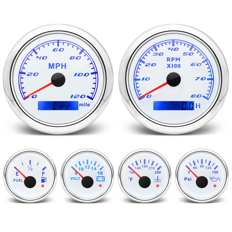 6 Gauge Set Tachometer Fuel Level Oil Pressure Water Temp Voltmeter GPS Speedometer With Sensors For Marine Car Boat Customized