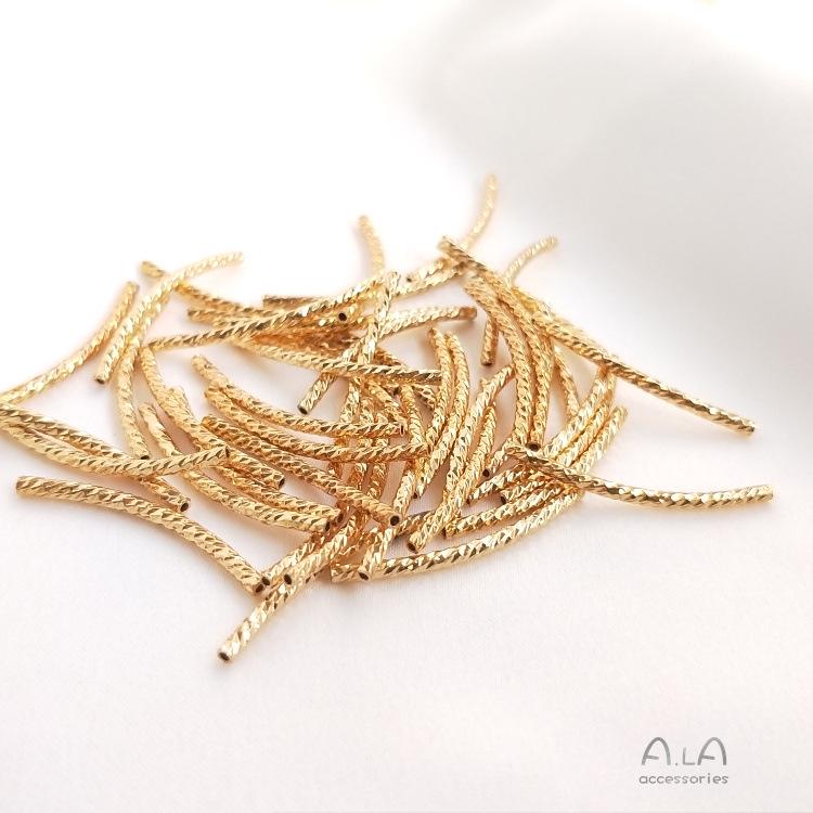 14K Gold-Filled Color-Preserving Faceted Ribbed Curved S-Tube for DIY Jewelry Accessories