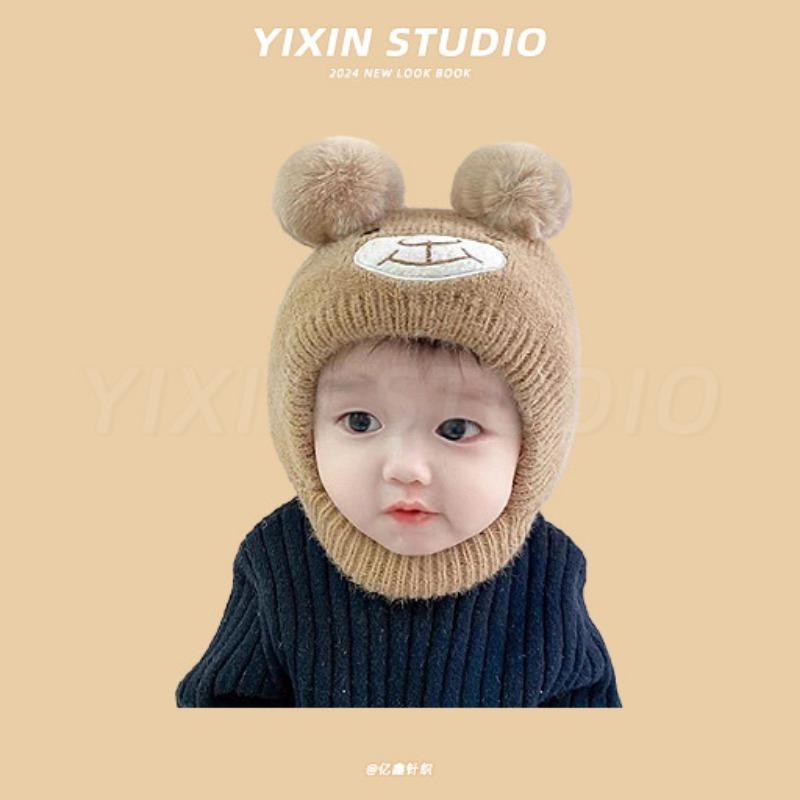 Autumn and Winter Boys and Girls Children's Hats Baby Hats Cute Cartoon Bears Plush Hats Thermal Hats Ear Protectors Knitted Hats