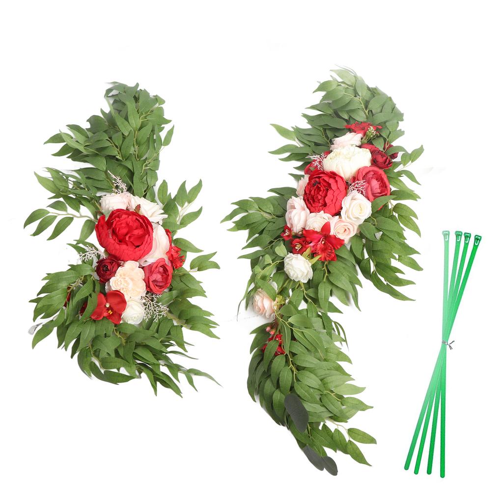 Wedding Arch Flowers Red Silk Cloth Bright Color Widely Used Faux Flower Swag