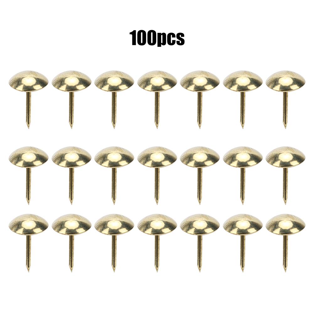100Pcs Upholstery Nail Antique Brass Iron Furniture Decorative Drawing Pin Accessories 11x17mmGold