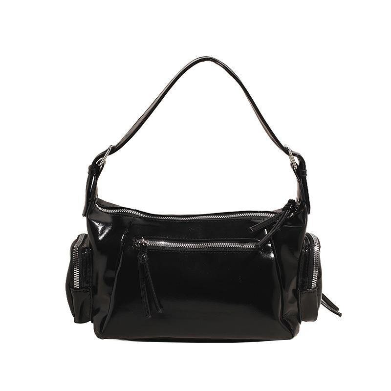 

Retro underarm bag women s new Spice Girl wind multi-pocket locomotive bag versatile shoulder messenger bag чёрный