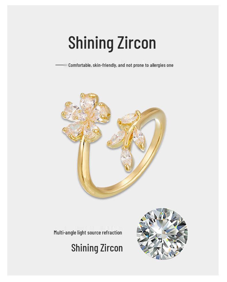 Elegant Gold-Plated Adjustable Wheat Ear Open Ring