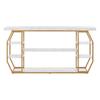 VEVOR Marble Console Table, 3 Tiers Modern Console Table for Open Storage, Golden Geometric Table with Iron Tubes