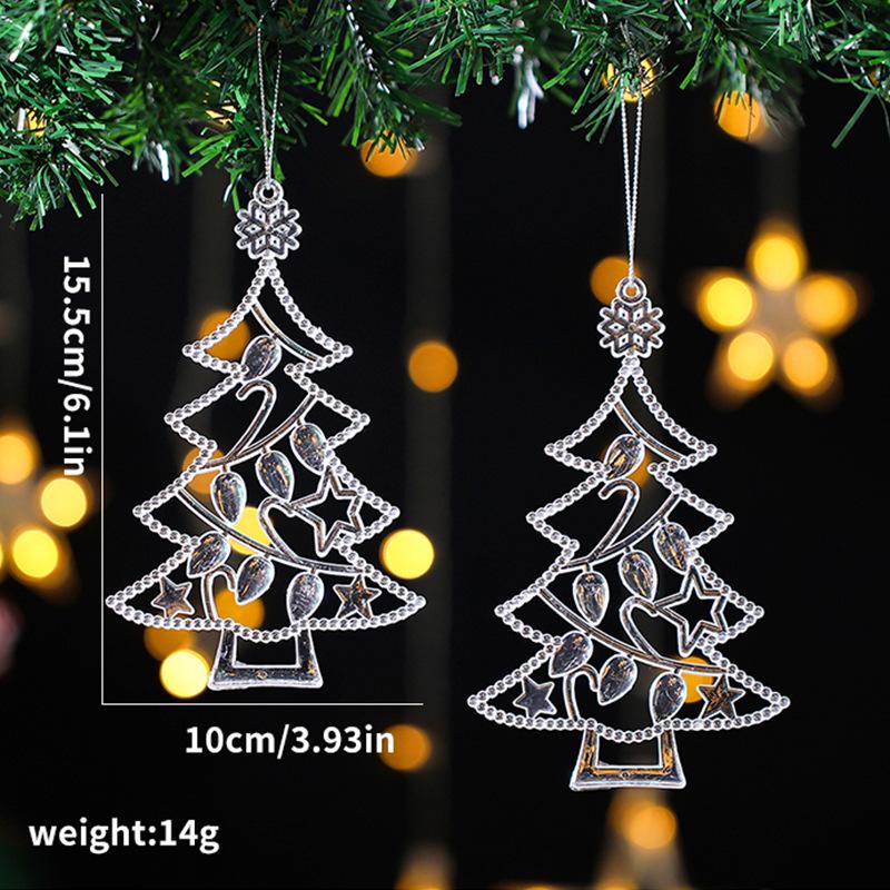 Christmas Xmas Tree Decoration Creative DIY Acrylic Hanging Ornaments Pendants Snowflake Snowman