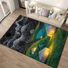Illuminated Yurts Under Starry Night Sky Pattern Carpet Rug Suitable for Use As an Anti-slip for Living Room Bedroom Sofas