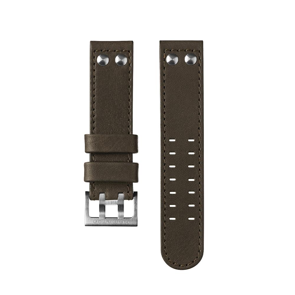 [Hamilton] Dark Brown Two-Piece Leather Strap 22mm H6000001241