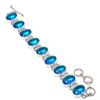 Swiss Blue Topaz Oval Shape Gemstone Bracelet Elegant Adjustable Link Jewelry 8"