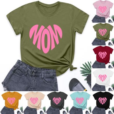 Damenmode, lässig, locker, bedruckt, Rundhals-Kurzarm-T-Shirt-Oberteil