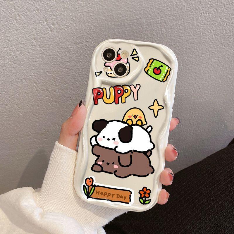 Cute Puppy for Apple 17/16/15 Promax Mobile Phone Case iPhone14 Couple 13 Fine Hole 12