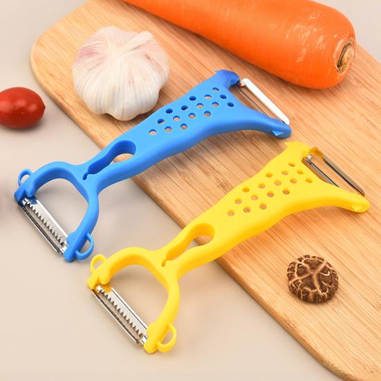 Multifunktionaler Obst- und Gemüse-Schäler & Reibe, Doppelt gezahnter Edelstahl-Klingen-Schäler und Reibe, Scharfer Klingen-Schäler für Gurken, Karotten,