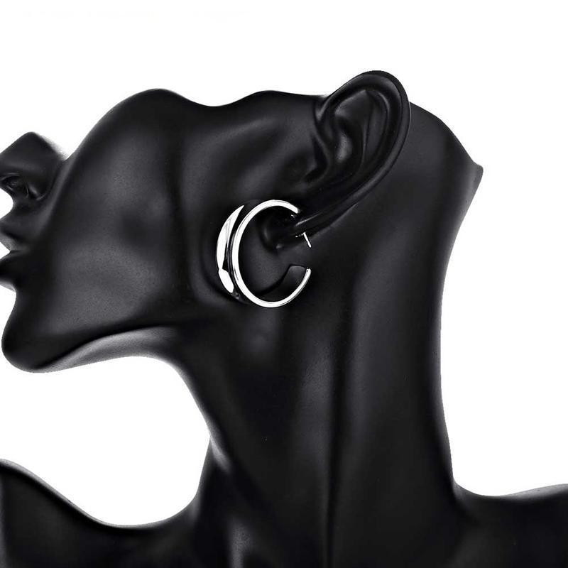 925 Silver Smooth Ceocle Circle Earrings For Women Fashion Jewelry Gifts