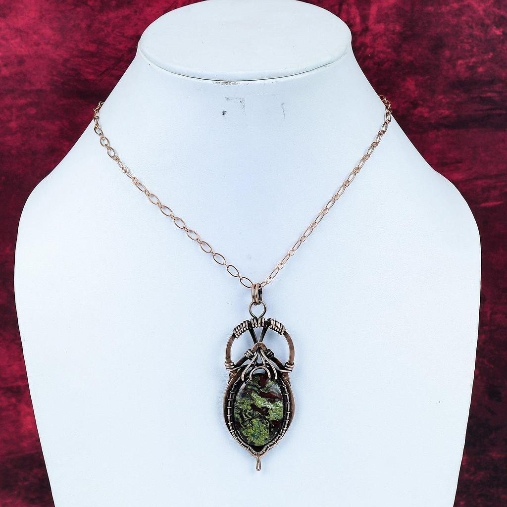 Dragon Bloodstone Pendant Copper Wire Wrapped Pendant Handmade Copper Jewelry Gemstone Pendant Engagement Gifts Dragon Bloodstone Jewelry
